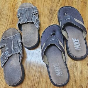 Nike Brown and Gray Sandals with Thong Strap.  Hemp Sandals Included
